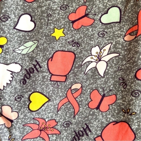 New LuLaRoe Rare Grey & White Speckled Lily Breast Cancer Awareness Leggings OS - Picture 7 of 16